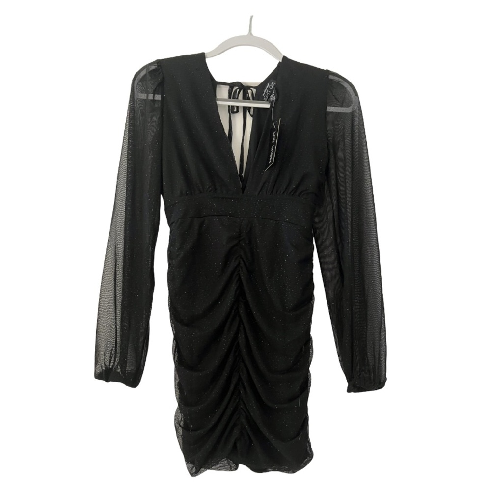 NWT Sparkly Black Mesh Sleeve Dress